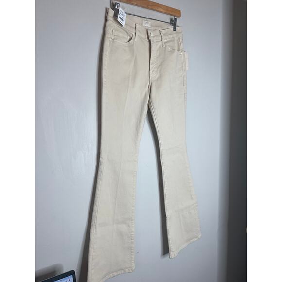 NWT Mother The Weekender Sneak Flare High Rise Denim Jeans Beige Size: 29 - Picture 3 of 9